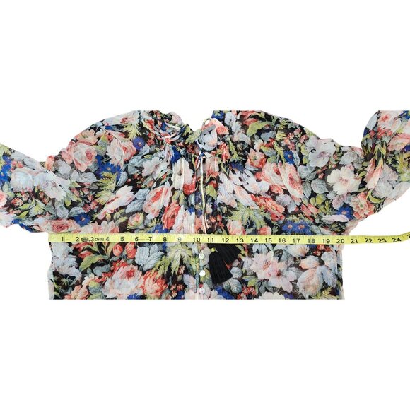 Anthropologie The Marais Printed Chiffon Maxi Dress Floral Sheer Overlay L - Picture 13 of 15